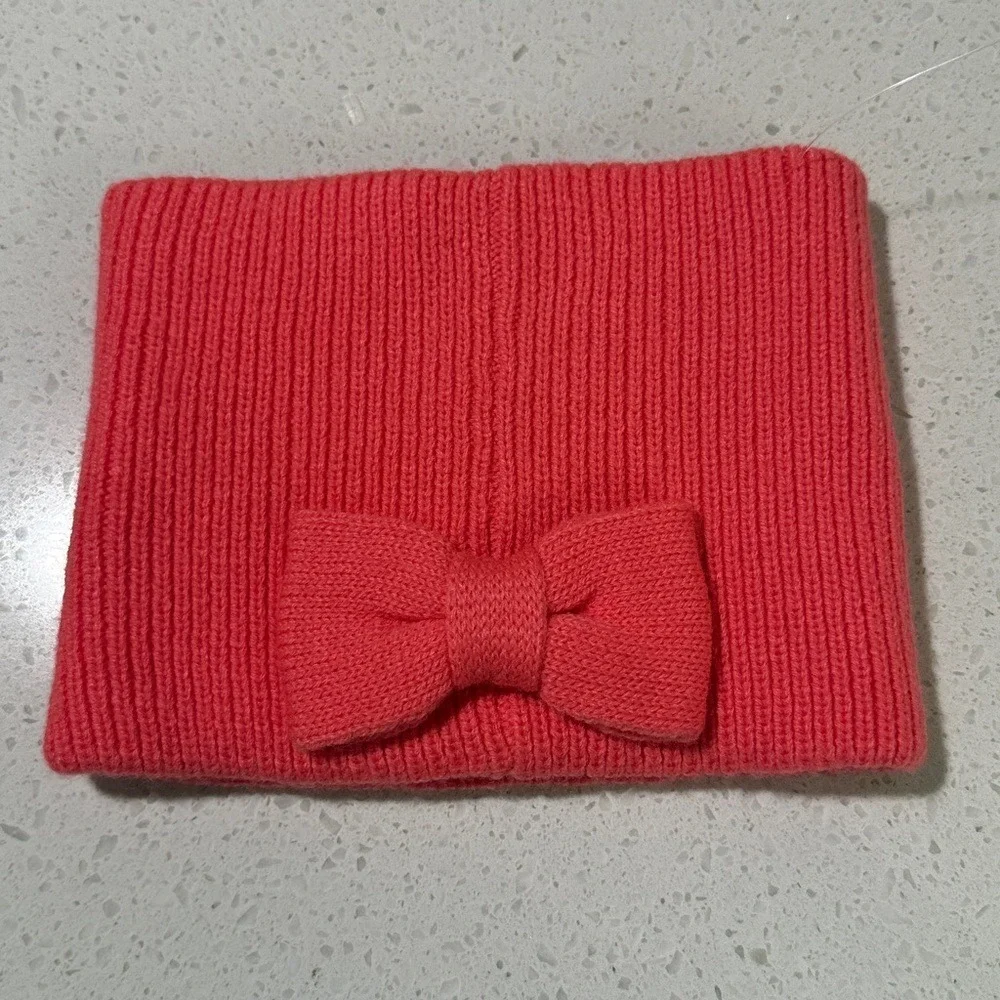 Kate Spade New York Pink Ribbed Knit Bow Headband Ear Warmer Wool Blend NWT‎